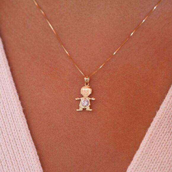 14KβSolid Gold April Birthstone Boy Charm Pendant 0.8g - Picture 3 of 4